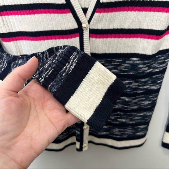 St. John Wool and Cashmere Blend Striped Ribbed Cardigan - Picture 4 of 9